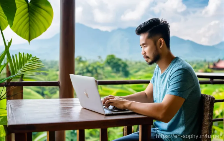 소피루비 이야기책 리뷰 - **A vibrant digital nomad working intently on her sleek laptop at a charming outdoor cafe in Lisbon,...