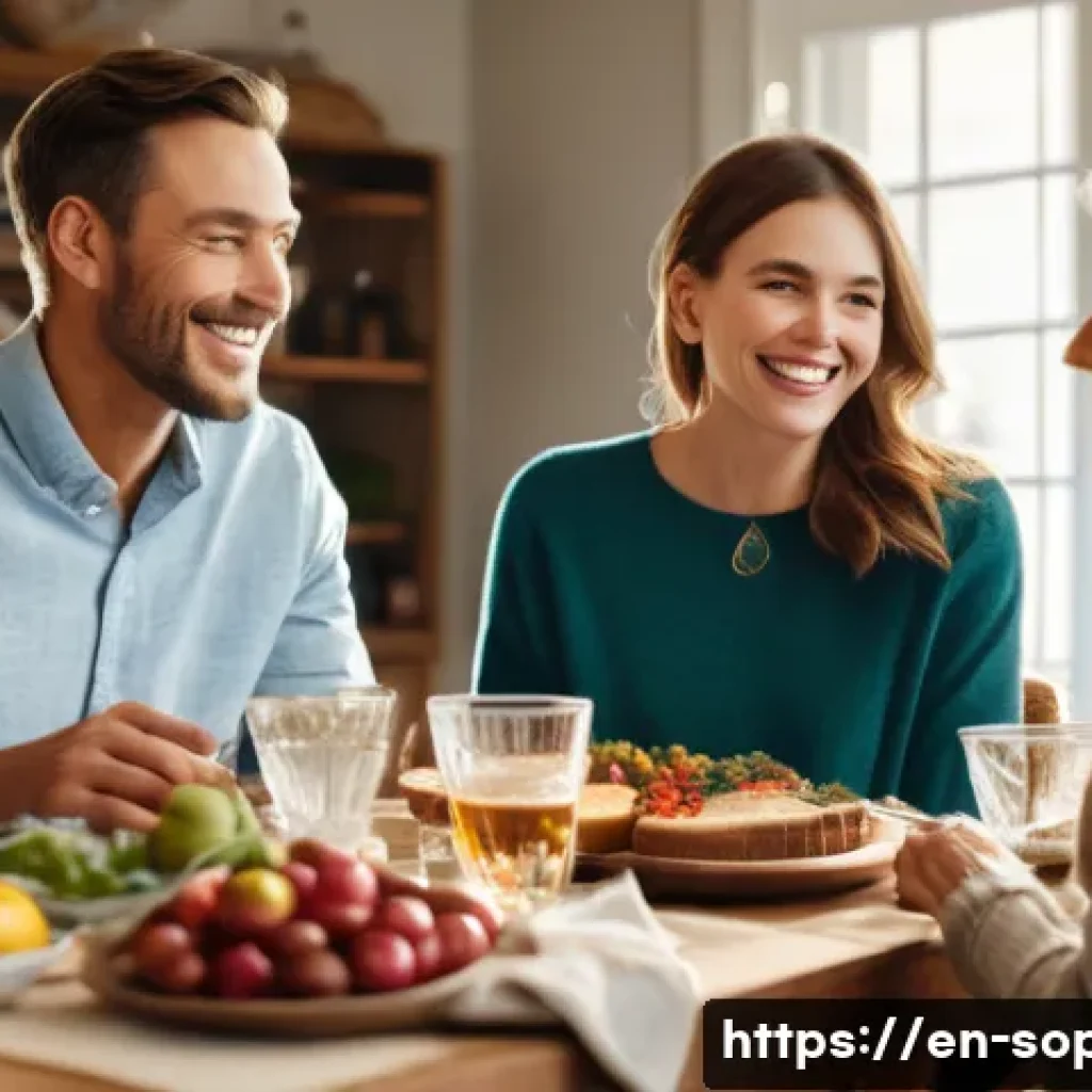 소피루비의 가족 관계 - A warm, cozy family scene set in a modern living room during a holiday gathering: Sophie, a confiden...