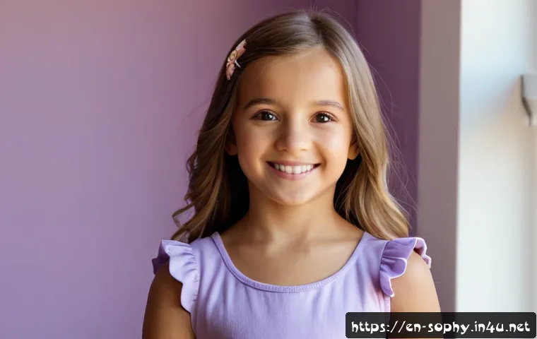 소피루비 캐릭터 성격 분석 - Photorealistic editorial portrait of a cheerful young girl in a bright pastel outfit, standing confi...